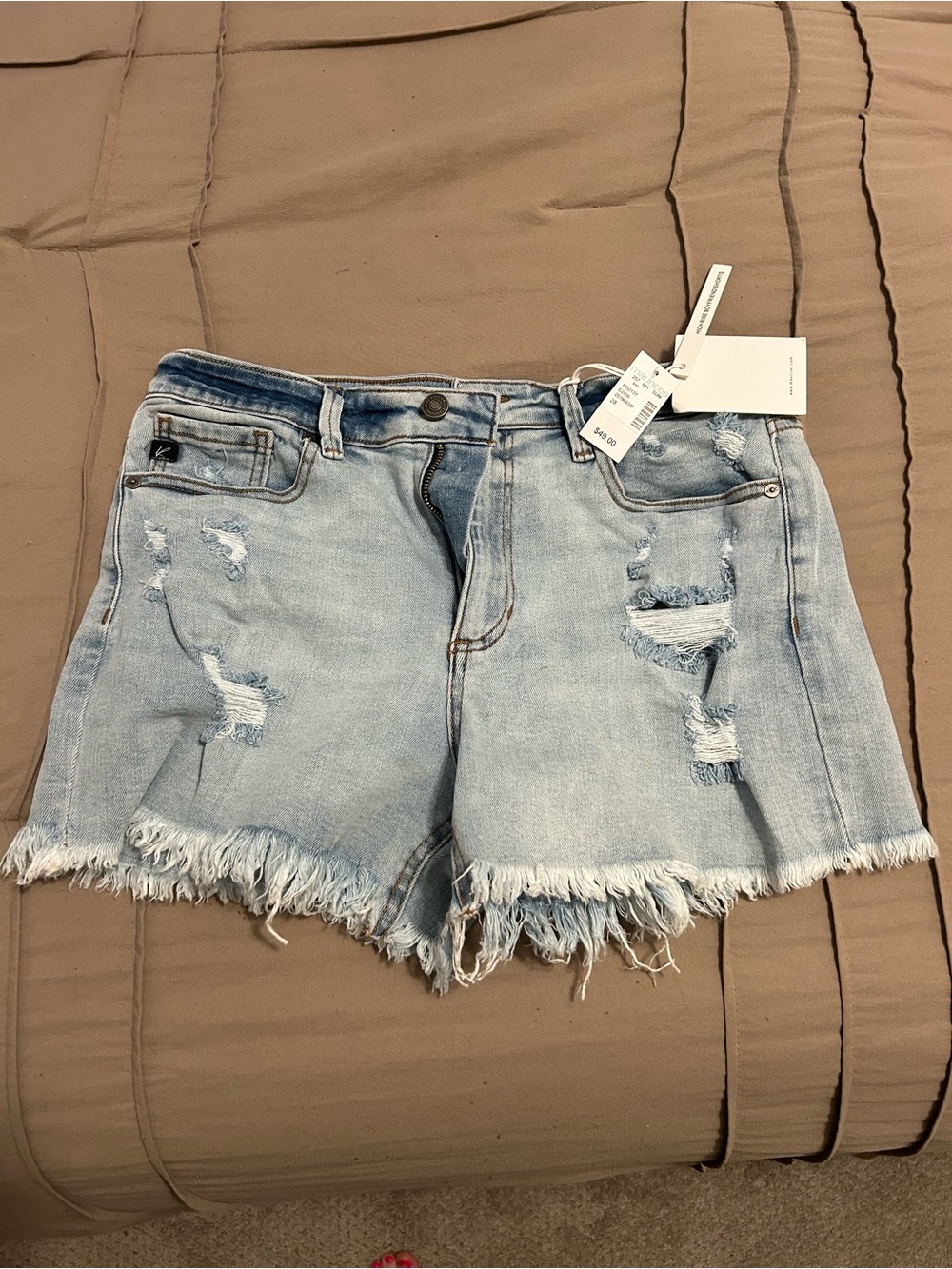 KanCan Light Blue Distressed Frayed Denim Shorts